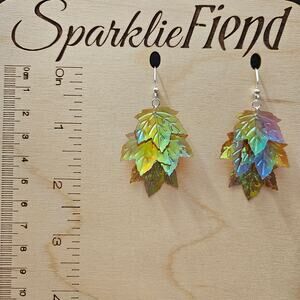 Iridescent chestnut sequin waterfall earrings